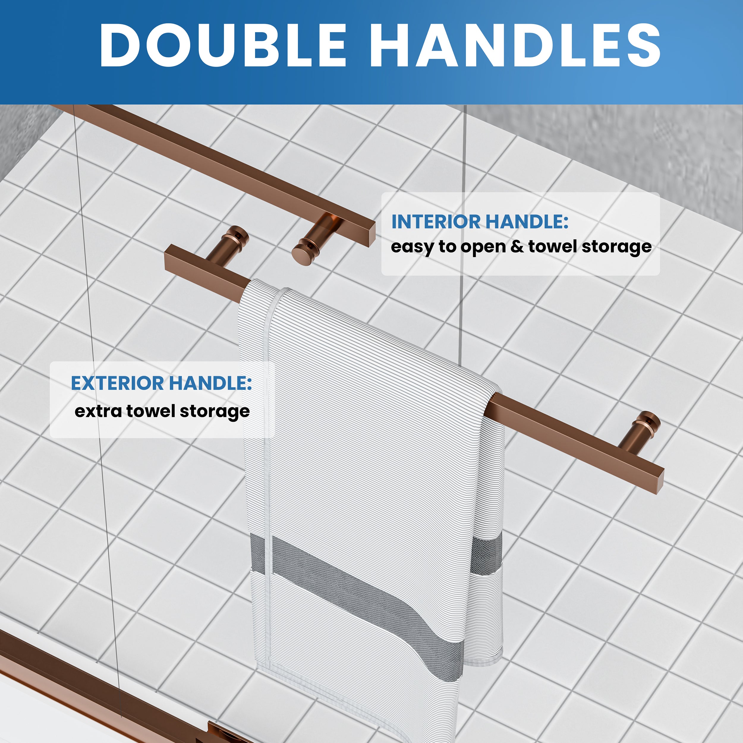 44"–48" x 72" Double Sliding Framed Shower Door, Brushed Bronze, 6mm Clear Tempered Glass, SGCC Certified