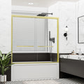 56"–60" x 58" Framed Sliding Bathtub Shower Door, Brushed Gold, 6mm Clear Tempered Glass, SGCC Certified