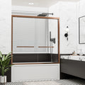 56"–60" x 58" Framed Sliding Bathtub Shower Door, Brushed Bronze, 6mm Clear Tempered Glass, SGCC Certified