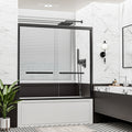 56"–60" x 58" Framed Sliding Bathtub Shower Door, Matte Black, 6mm Clear Tempered Glass, SGCC Certified