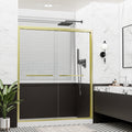 50"–54" x 72" Double Sliding Framed Shower Door, Brushed Gold, 6mm Clear Tempered Glass, SGCC Certified