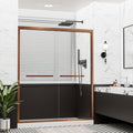 50"–54" x 72" Double Sliding Framed Shower Door, Brushed Bronze, 6mm Clear Tempered Glass, SGCC Certified