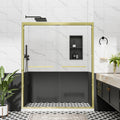 56"–60" x 72" Double Sliding Framed Shower Door, Brushed Gold, 6mm Clear Tempered Glass, SGCC Certified