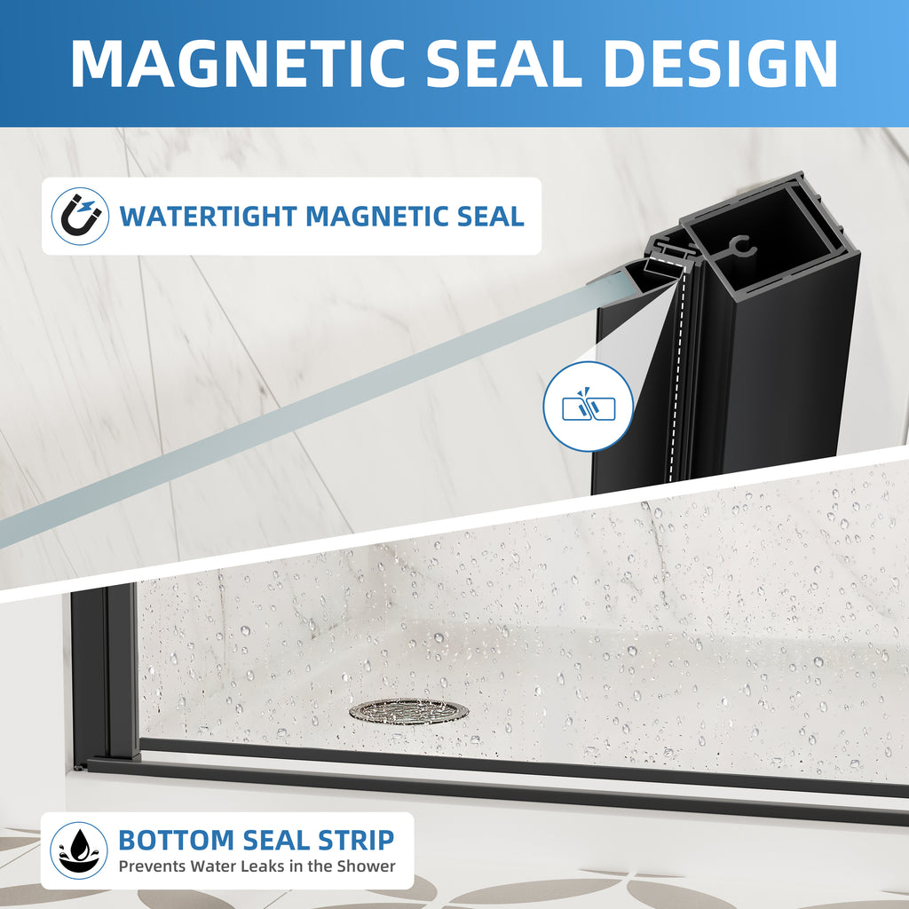 36-37 In. W X 72 In. H Frameless Pivot Swing Shower Door with Matte Black Frame and Nano-Coated Clear Tempered Glass